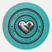 Blauwgroen Californisch paspoort Ronde Sticker (Voorkant)