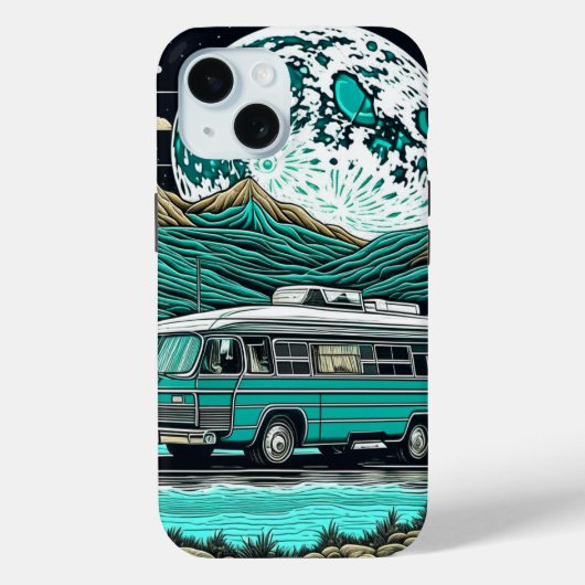  Blauwgroen camper in de bergen Case-Mate iPhone Case (Achterkant)