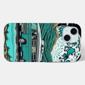  Blauwgroen camper in de bergen Case-Mate iPhone Case (Achterkant (horizontaal))