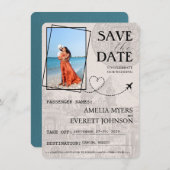 Blauwgroen Cancun paspoort Bewaar de datum Save The Date (Voorkant / Achterkant)