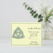 Blauwgroen Celtic Knot-reactiekaart RSVP Kaartje (Staand voorkant)
