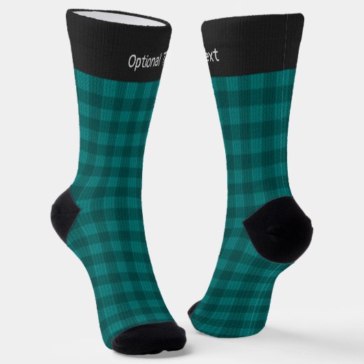 Blauwgroen Check Pattern - speldenknop Sokken (Gebogen)