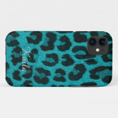 Blauwgroen Cheetah Print Phone Case (Achterkant (horizontaal))