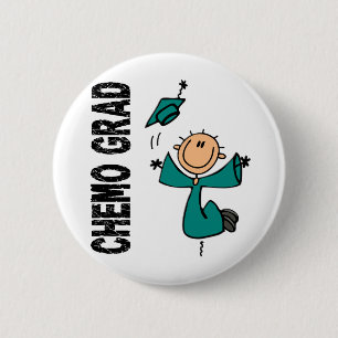 Blauwgroen CHEMO AFSTUDEERDER 1 (ovariumkanker) Ronde Button 5,7 Cm