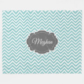 Blauwgroen Chevron - Aangepaste fleece Blanket (Voorkant (Horizontaal))