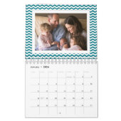 Blauwgroen Chevron Aangepaste foto Collage 24-Afbe Kalender (Jan 2026)
