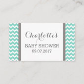 Blauwgroen Chevron Baby shower Boek Aanvraag Kaart (Achterkant)