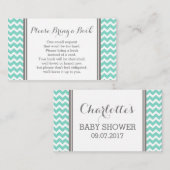 Blauwgroen Chevron Baby shower Boek Aanvraag Kaart (Voorkant / Achterkant)
