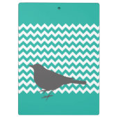 Blauwgroen Chevron Bird - Klembord (Achterkant)