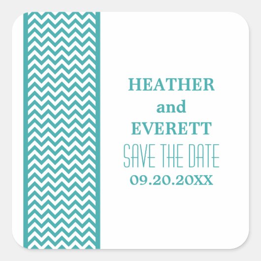 Blauwgroen Chevron Border sparen de Stickers van d (Voorkant)
