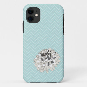 Blauwgroen Chevron chrysanthemum patroon iPhone 5  iPhone 11 Hoesje