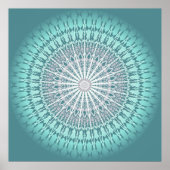 Blauwgroen Chevron Mandala Abstract Poster (Voorkant)
