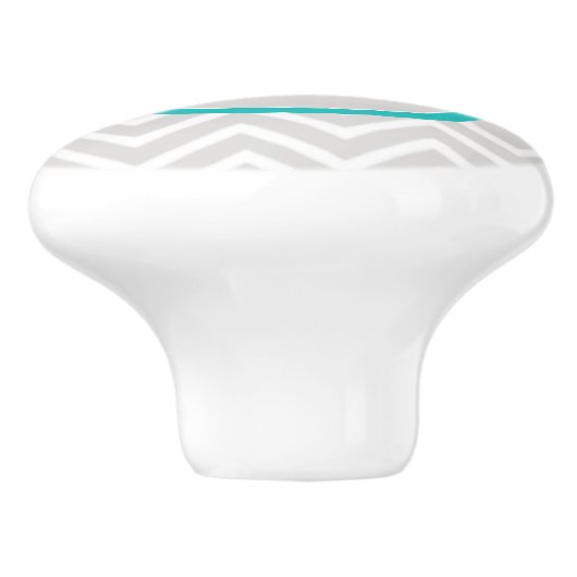 Blauwgroen Chevron Monogram Ceramic Knob Keramische Knop (Zijkant)