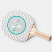Blauwgroen Chevron Monogram Ping Pong Paddle Tafeltennisbatje (Zijkant)