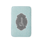 Blauwgroen Chevron Personalized Bath Mat (Voorkant Verticaal)
