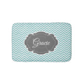 Blauwgroen Chevron Personalized Bath Mat (Voorkant)