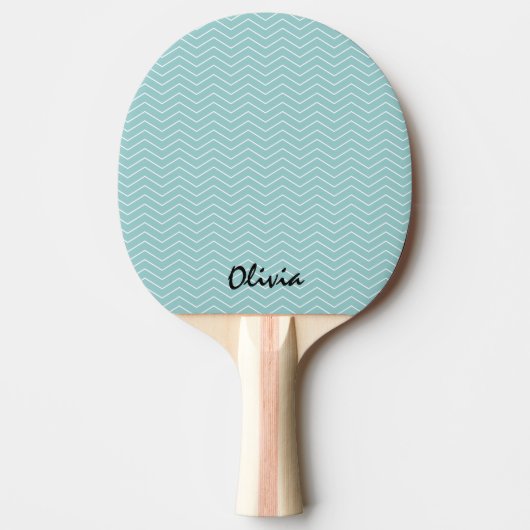 Blauwgroen Chevron Ping Pong Paddle voor tafeltenn Tafeltennisbatje (Voorkant)