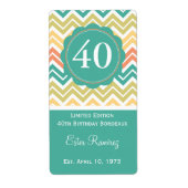 Blauwgroen Chevron Wijnlabel (375 ml) Etiket (Voorkant)