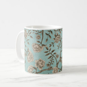 Blauwgroen Chinese  soft Floral & Greenery Koffiemok