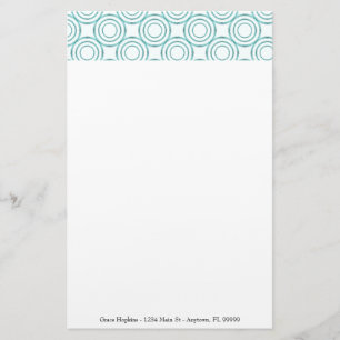 Blauwgroen cirkelpatroon — Stationery aanpassen Briefpapier