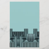 Blauwgroen Cityscape Stationery Paper Concrete Oer Briefpapier (Voorkant)