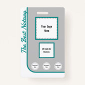 Blauwgroen Classic Stijl Notaris Publieke ID Badge (Achterkant)