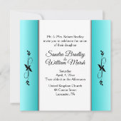 Blauwgroen Columns Wedding Uitnodiging (Voorkant)