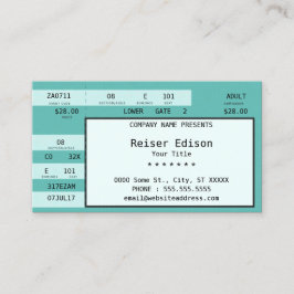 blauwgroen concertkaartje visitekaartje