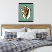 Blauwgroen Conch Shell Canvas Afdruk (Insitu (Slaapkamer))