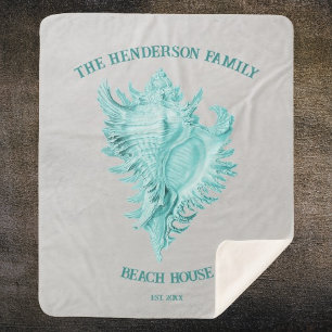 Blauwgroen Conch Shell Sherpa Blanket Deken