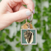 Blauwgroen Conch Shell Sleutelhanger (Hand)