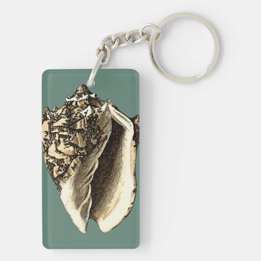 Blauwgroen Conch Shell Sleutelhanger (achterkant)