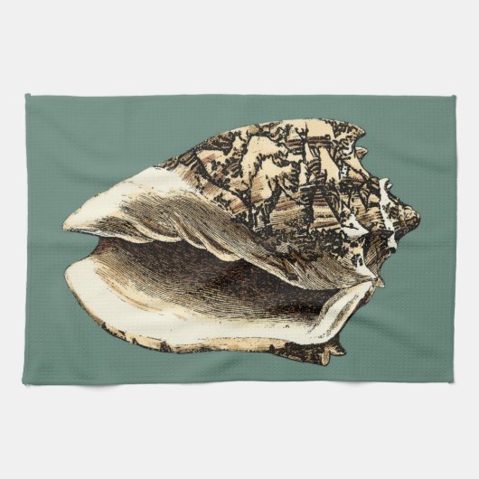 Blauwgroen Conch Shell Theedoek (Horizontaal)