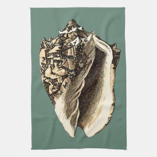 Blauwgroen Conch Shell Theedoek (Verticaal)