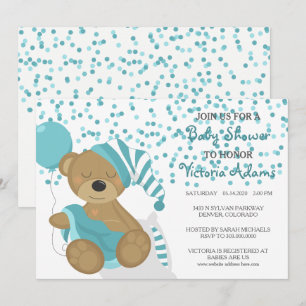 Blauwgroen Confetti Baby Beer Shower Kaart