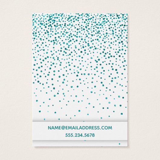 Blauwgroen Confetti op White Earring Holder Displa Visitekaartje (Achterkant)