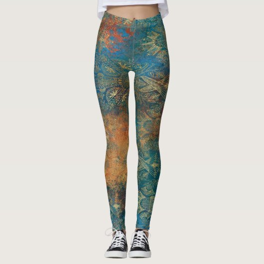 Blauwgroen Cooper Patina Leggings (Voorkant)