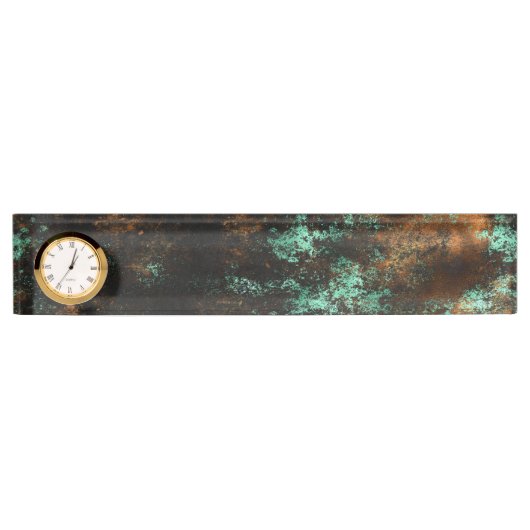 Blauwgroen Cooper Patina Metallic Naambordje (Voorkant)