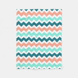 Blauwgroen Coral Blue Chevron Pattern Blanket Fleece Deken