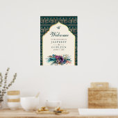 Blauwgroen Cream Anand Karaj Bruiloft Welkomstbord Poster (Keuken)