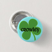Blauwgroen Crowley Pin met Shamrock Ronde Button 3,2 Cm (Voorkant /achterkant)