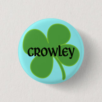 Blauwgroen Crowley Pin met Shamrock Ronde Button 3,2 Cm