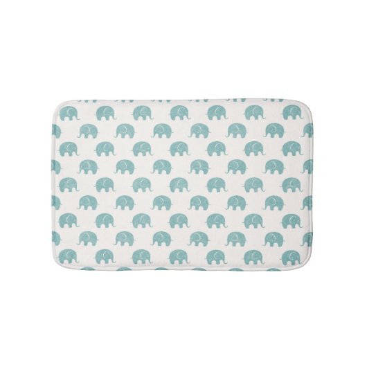 Blauwgroen Cute Elephant Patroon Badmat (Voorkant)