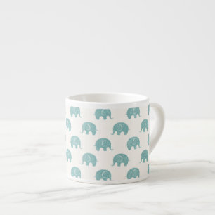 Blauwgroen Cute Elephant Patroon Espresso Kop