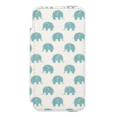 Blauwgroen Cute Elephant Patroon Incipio iPhone Portemonnee Hoesje (Voorkant Agenda)