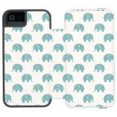 Blauwgroen Cute Elephant Patroon Incipio iPhone Portemonnee Hoesje (Agenda Open)