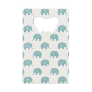 Blauwgroen Cute Elephant Patroon Kredietkaart Flessenopener