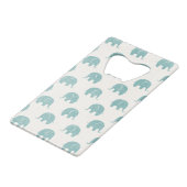 Blauwgroen Cute Elephant Patroon Kredietkaart Flessenopener (Voorkant Gekanteld)