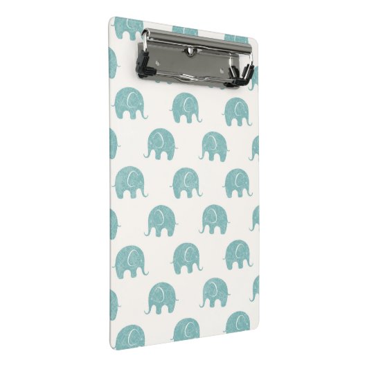 Blauwgroen Cute Elephant Patroon Mini Klembord (Schuin)