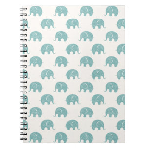 Blauwgroen Cute Elephant Patroon Notitieboek